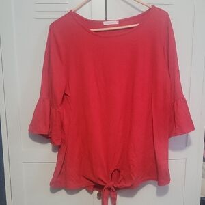 Reborn J Vibrant Red Blouse with Tie and Flared Sleeves